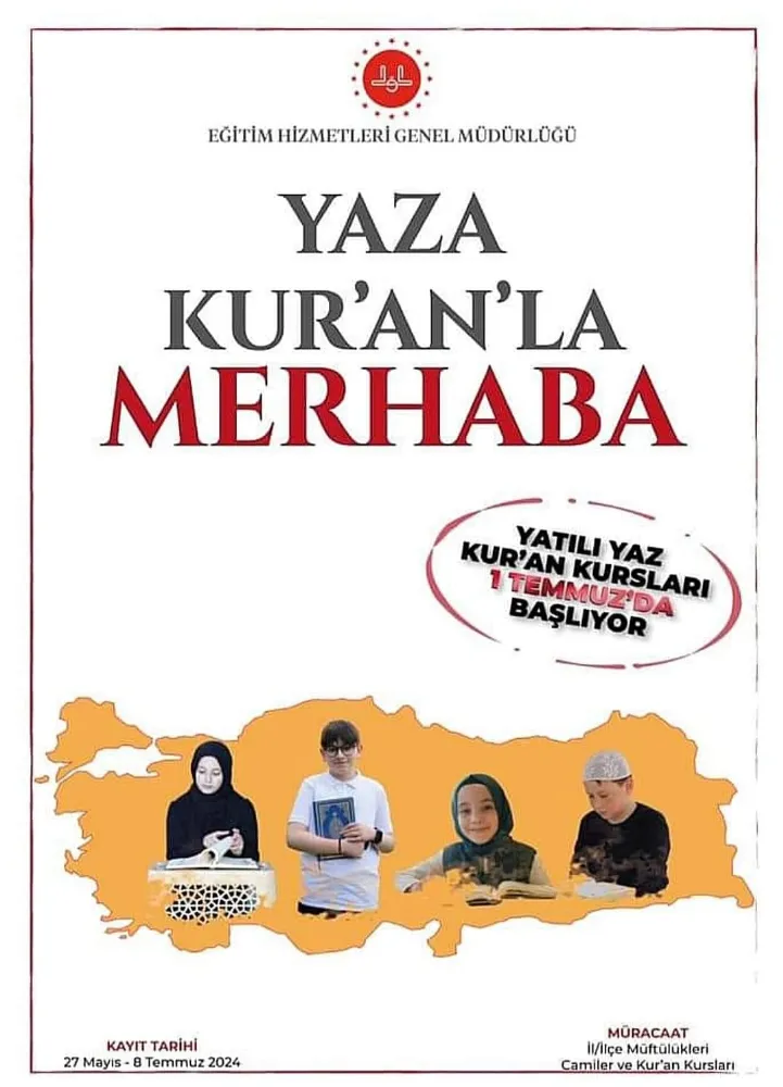 Yaz Kuran Kursları 1 Temmuz’da Başlıyor.