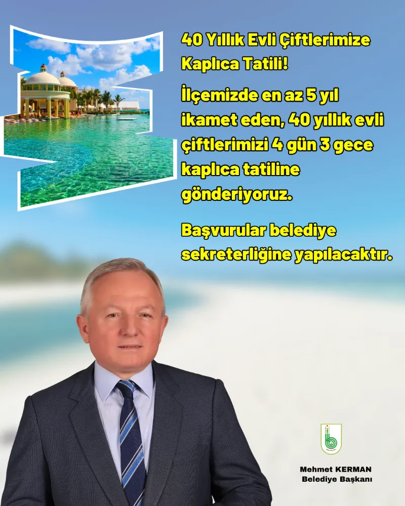 Evlilikte 40 Yılı Dolduranlara Kaplıca Tatili.