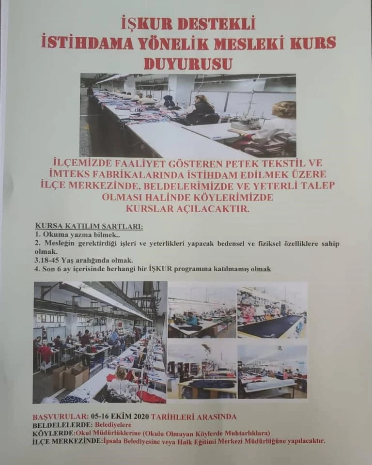 İstihdam İçin Kurs Başvuruları Devam Ediyor.