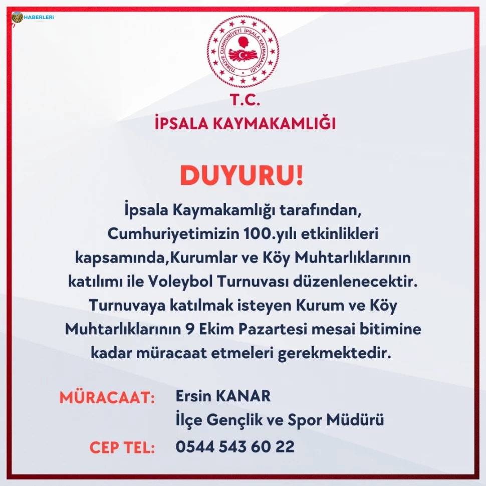 İpsala’da Voleybol Turnuvası Düzenlenecek.